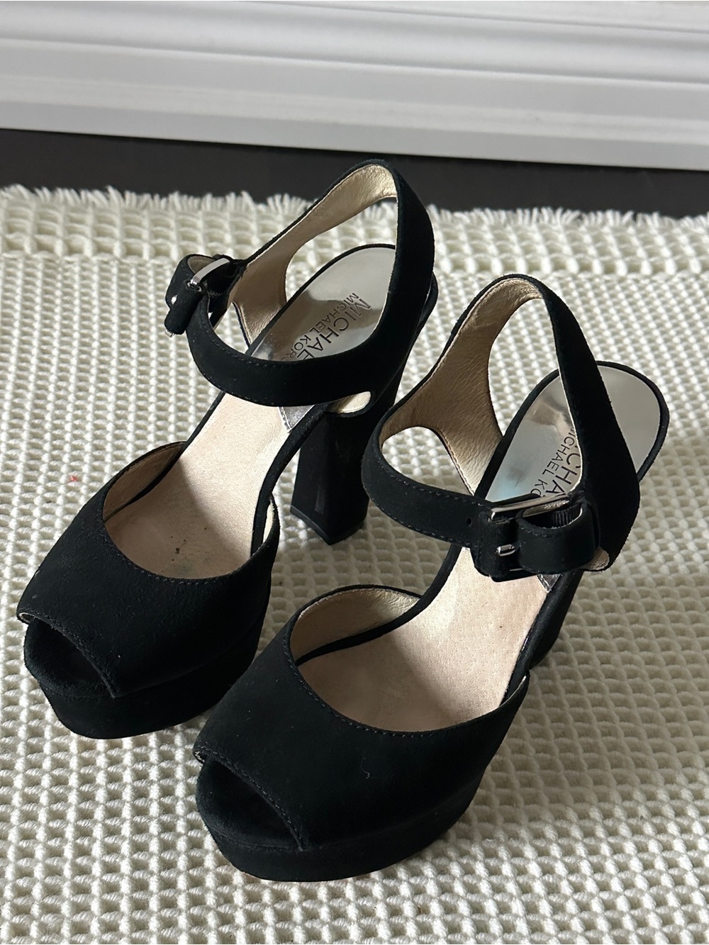 Michael Kors London Suede Peep-Toe Heels